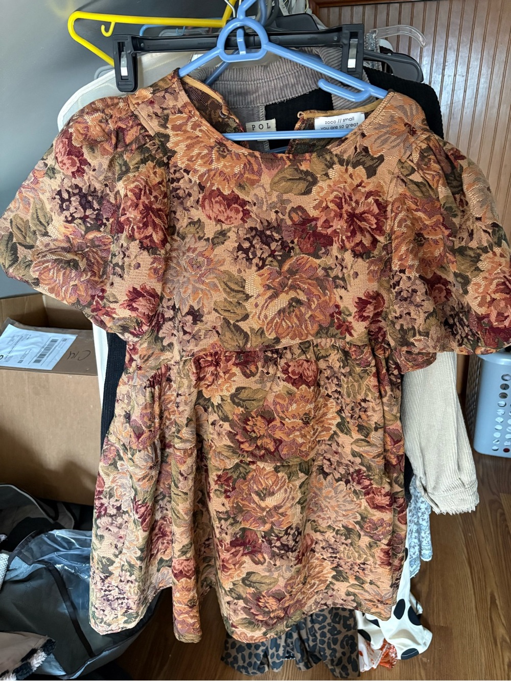 Floral Midi Dress in Rust and Olive